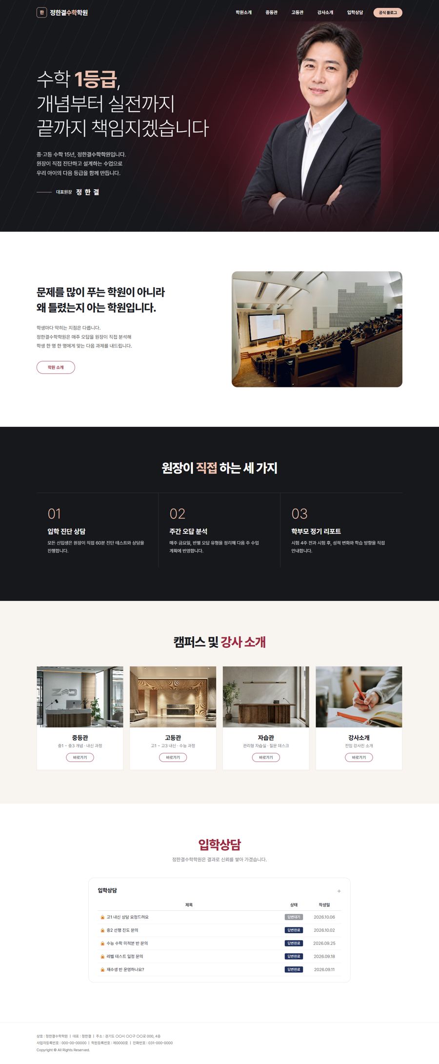 원장 강조형 홈 화면 전체
